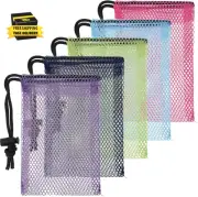 5 Pcs Colorful Drawstring Mesh Bags - 6 X 4 Inch Small Nylon Storage Mesh Bags w