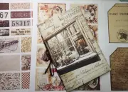 Junk Journal Booklet "COFFEE TIME 2" HANDMADE Cards, Pockets, LG 9X6 40PGS