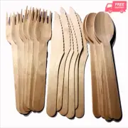 Wooden Spoons Knives & Forks Wood Kitchen Serving Set Utensil 6 Natural Tools