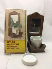 Hanging Mirror Planter Mother's Day Vintage 1978 New Old Stock Wood