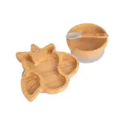 Tiny Dining Children's Bamboo Suction Unicorn Dinner Set Plate, Bowl, Spoon with Suction Cups