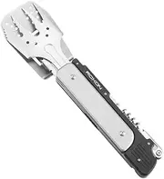 Roxon 6-in-1 BBQ Multi Tool Set - Detachable & Foldable Grill Tool with Spatula, Fork, Tongs, Bottle Opener & More - Portable Grilling Multitool for Backyard & Camping - Stainless Steel, Gray