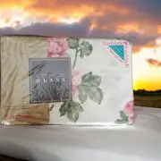 Vintage Springmaid House/Blass Twin Fitted Sheet HOLLYHOCKS EMERALD Floral New