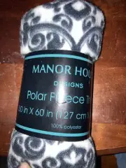 Manor House Polar Fleece 50" x 60" Brown/Black Leopard Print FLEECE THROW New