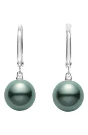 Mikimoto Black South Sea Cultured Pearl Hoop Earrings in White Gold at Nordstrom One Size