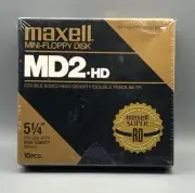 Maxell MD2HD Mini Floppy Disk 5 1/4" 10 pcs. pack New Factory Sealed