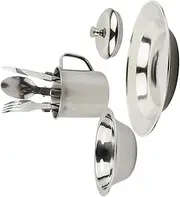 Gogogmee 1Set Portable Stainless Steel Cookware Set for People Compact and Lightweight Camping Tableware for Outdoor Activities for Picnics Hiking and More