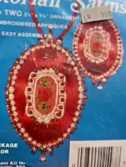 Fibre-Craft VICTORIAN SATINS Red Vtg Sequin Bead Vtg Christmas Ornament Kit
