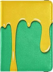 [Amooorous] Fashion Street Graffiti Painting Orange Green Leather decorative waterproof passport holder for travel Travel Documents Organizer Protector Passport Cover with RFID Blocking Waterproof, Fashion street