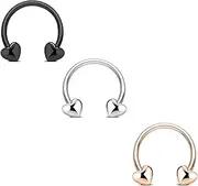 [Blue Palm Jewelry] 3-16 Gauge Horseshoe Hearts Septum Nose Ear Lip Ring Helix Tragus Piercing C318