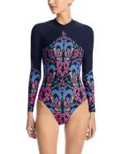 Johnny Was Fatima Rash Guard One Piece Swimsuit