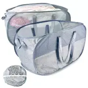 100L Collapsible Laundry Baskets 2 Pack Extra Large Mesh Pop Up Laundry Hampe...