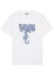 Ganni Printed Cotton T-shirt - White - M (UK12 / M) M (UK12 / M)