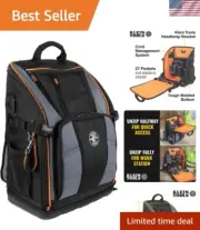 Tool Backpack Heavy-Duty 27 Pockets Large Organizer USB Port Electrician Gear