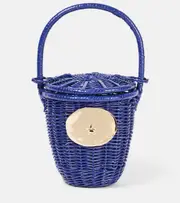 [Patou] Patou Iconic embellished wicker bucket bag One Size blue