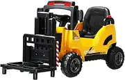 Mazam Ride on Car Toy Forklift 12V Kids Ride on Car with Seat Belt, Reverse Lights, Built in Songs, TF Card Slot and USB Port and MP3 Connection 30kg Capacity Suitable for 3-6 Years Yellow