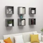 Floating Cube Shelves Grey Wall Mount Display Rack Organizer Storage Shelf 6 Pcs