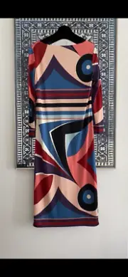 New Women's Authentic Emilio Pucci Fabulous Silk Printed Midi Dress IT 46 -US 12
