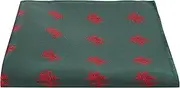[King & Priory] Dark Green Embroidered Welsh Dragon Pocket Square, Handkerchief, Green, One size