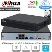 Dahua 4K 12MP 4CH 4PoE NVR 4 Channel IP Network Video Recorder NVR2104HS-P-4KS3
