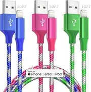 iPhone Charger Fast Charging 3 Pack 10 FT Lightning Cable iPhone Charger Cable Nylon Braided Long iPhone Cord Compatible with iPhone 14 13 12 11 X Pro Max Plus SE and More
