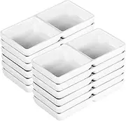 Cuencos Salsa SOJA 12Pcs/Set Dual Dipping Sauce Bowls Soy Sauce Dish Bowl Melamine Plastic Dip Sauce Dish Tray Divided Fondue Plate for Parties