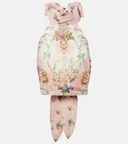 [Camilla] Camilla Halterneck linen and silk crop top L/XL multicoloured