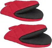 Yajuyi Set of 2 Mini Oven Mitts for Kitchen Use, Ideal for Microwave and Grilling, Red, as described