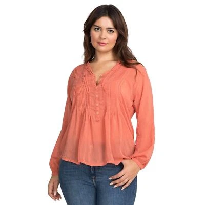 Johnny Was Loose Blouse Pandora Tunic Orange, Plus Size 3X