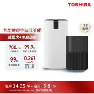 【TOSHIBA 東芝】等離子智能抑菌空氣清淨機 CAF-W116XTW+UV抗菌除臭空氣清淨機(獨家旗艦大+小超值組)