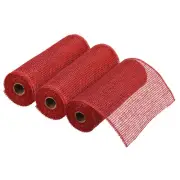 3pcs 10" Poly Burlap Mesh for Wreath, Mesh Fabric Ribbon 6.4 Yard, Red