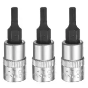 3pcs H3 Hex Bit Socket 1/4" Square Drive Metric Extension Impact Bit, Black