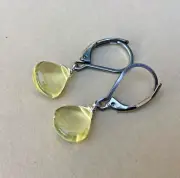 NATURAL GENUINE LEMON QUARTZ BRIOLETTE ARTISAN SUNDANCE CHARM EARRINGS
