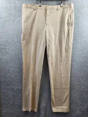 Polo Ralph Lauren Flat Front Stretch Pants Men's 40/34 Tan Solid Slash Pockets~
