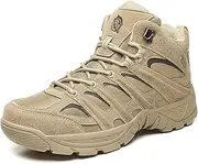 [Wcxixo] Men's Military and Tactical Boots for Men, Outdoor Waterproof Non-slip Lace-up Sports Work Boots, Durable Suede Leather and Rubber Sole Military Desert Boots