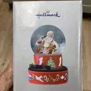 Vtg COCA-COLA Santa Musical Snow Globe w/Moving Train Christmas Hallmark Holiday