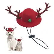 Pet Christmas Hats Elk Reindeer Antler Headband with Ears Pet Costume Accessories for Dogs and Cats-Red