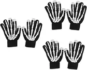 [SHERCHPRY] 3pcs Touch Screen Gloves for Men Winter Knitting Gloves Skeleton Claw for Halloween