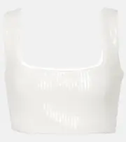 [Galvan] Galvan Bridal Beating Heart sequined crop top AU 16 white