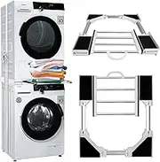 Universal Stacking Kit for Washer and Dryer, Adjustable Washer Dryer Stack Stands Fit for 55-73 cm Washing Machine and Tumble Dryers, Washing Machine Stacking Kit with Shelf Washer Dryer Stacking Kit