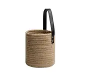 Hanging Basket Natural Hand-woven Faux Leather Rattan Household Flower Storage Baskets for Home-Yellow Black M