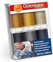 Gutermann 731144-1 Thread Set Denim 100m x 6 reels, Multicoloured