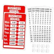 2 Piece Business Hours Sign, Open Hours Signs for Business Red and White