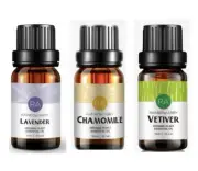 Rainbow Abby Essential Oils 100% Pure 3 Pack - Chamomile, Lavender, Vetiver
