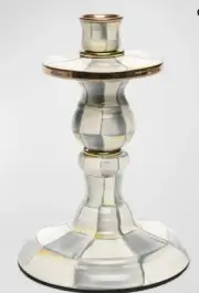 MACKENZIE Childs Sterling Check Large-8” Candlestick Enamel NEW!!