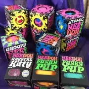 Lot 11 Schylling NeeDoh Stress Ball NEW Atomic Krystal Kitty Funky Pup Shroom