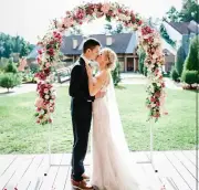 Wedding Arch Backdrop Stand, 6 FT Square White Metal Arch Backdrop Stand for Wed