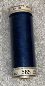 Vtg NOS Mettler Silk-Finish 50wt Solid Cotton Thread 164yd/150M Swiss - Blue 565