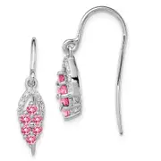 Sterling Silver Rhodium Diam u0026 Pink Tourmaline Shepherd Hook Earrings