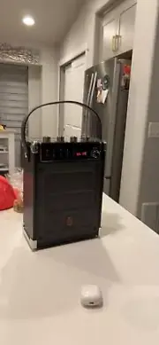 Imitation Wood/Leather Karaoke Machine with Wireless Microphones and DJ Lights